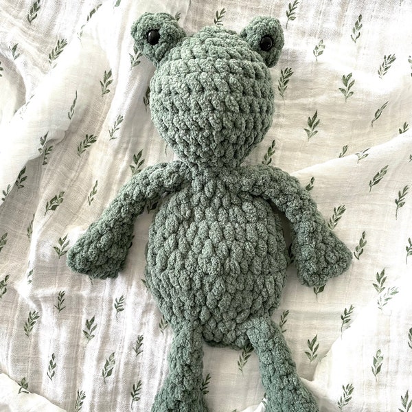 Frog Snuggler - Crochet Frog - Nursery Gift - Baby Shower - Lovey - Stuffed Animal - Spring - Handmade Toy