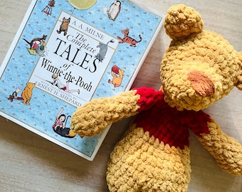 Crochet Winnie the Pooh Snuggler – Plush Baby Lovey, Nursery Decor