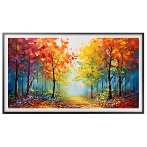 Samsung Frame TV Art, Instant Download, Colorful Forest, Forest Oil Painting, Samsung Art Tv, LG Tv Art, Forest Samsung Frame,