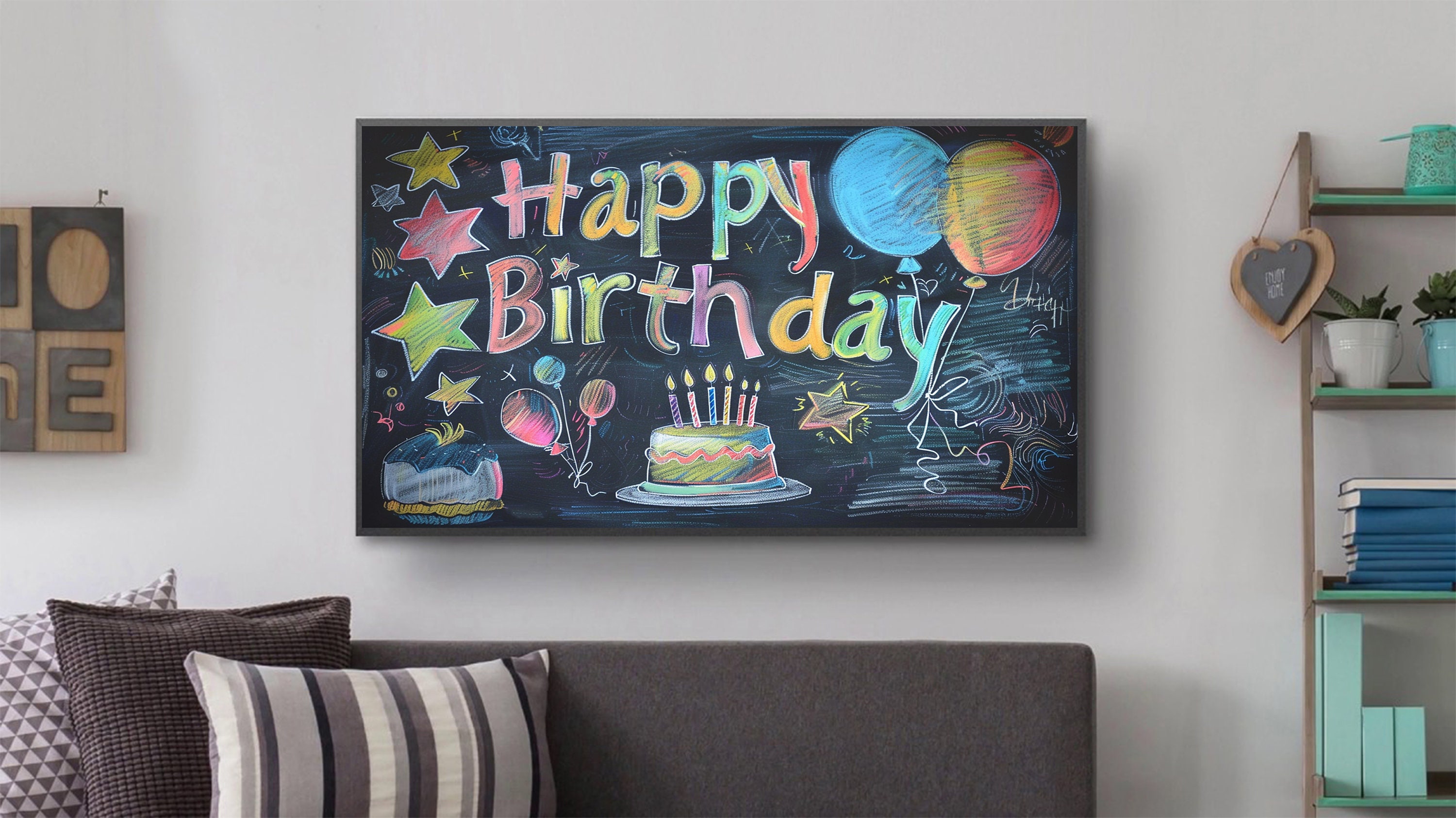 Happy Birthday Chalk Art for Samsung Frame TV (digital Download) - Etsy, image size:3000x1688