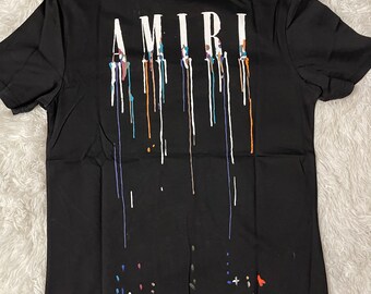 AMIRI Paint Drip Core Logo T-Shirt Blue/White/Multi for Men