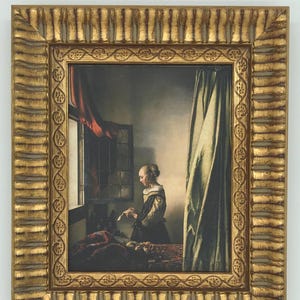 Girl Reading, Oil Painting Style, Fine Art Print, On Canvas, Vintage Art, Gold  Wood Frame, Wall Deco, Stylish Gift, Beautiful Piece