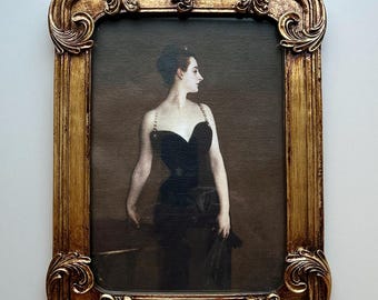 CLASSIC VINTAGE MADAME X - Ornate Gold Frame with glass, Fine oil on Canvas