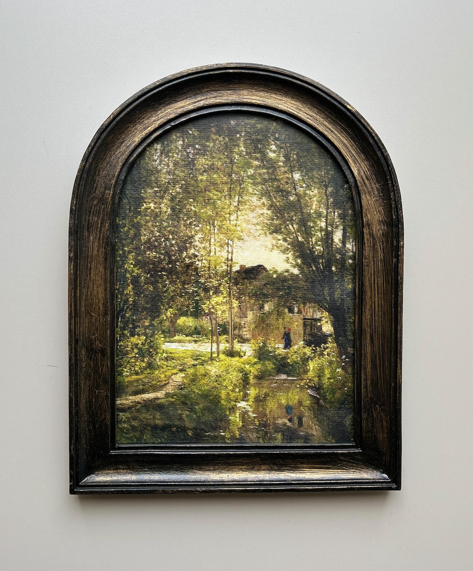 ARCHED FRAMED - Country Scene , Antique Gold, Fine Art Print, on Canvas ...
