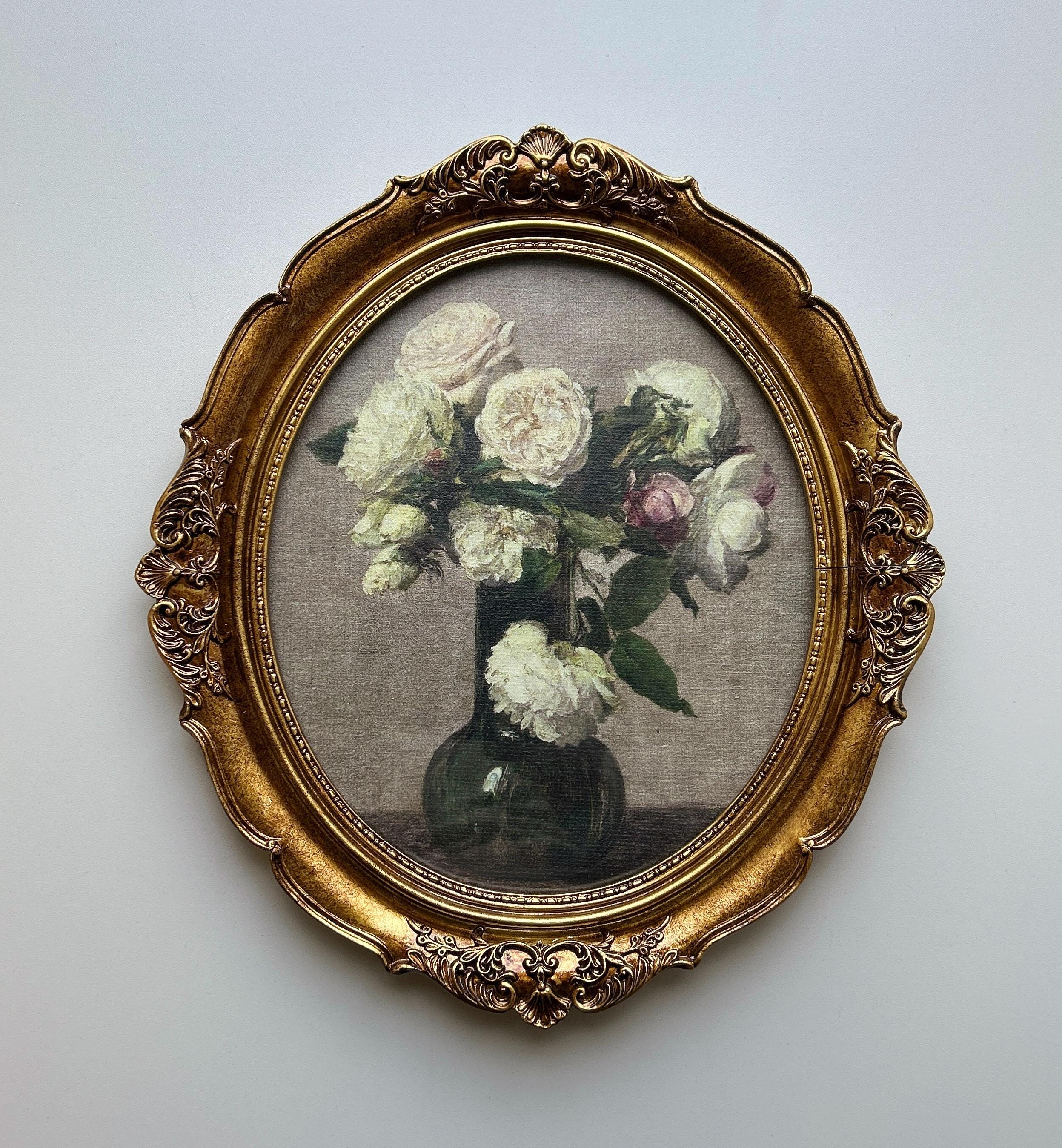 Vintage Oval Floral Oil Painting - Etsy