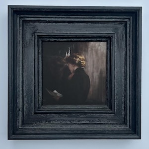 CARTA DE SEÑORA, Impresión fina de pintura al óleo, Sobre lienzo, Marco rústico negro italiano, Arte vintage enmarcado, Decoración de pared, Regalo elegante, Hermoso,