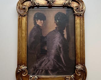 CLASSIC VINTAGE REFLECT - Ornate Gold Frame with glass, Fine oil on Canvas