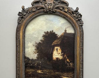 ORNATE FRAMED - Rural Scene, Antique Gold, Fine Art Print, On Canvas, Vintage Repro, Resin Frame with glass, Wall Deco