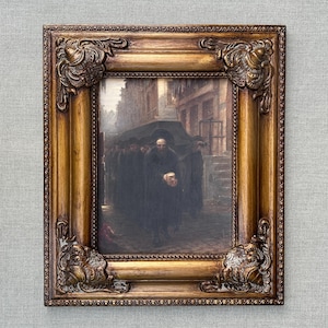 Framed Funeral Bearer: Vintage Ornate Gold Frame, Fine art Oil on Canvas Print