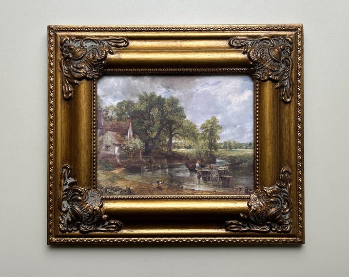 Constable Country, Framed Canvas Oil on Canvas Print: Vintage Painting Style, Ornate Gold Frame