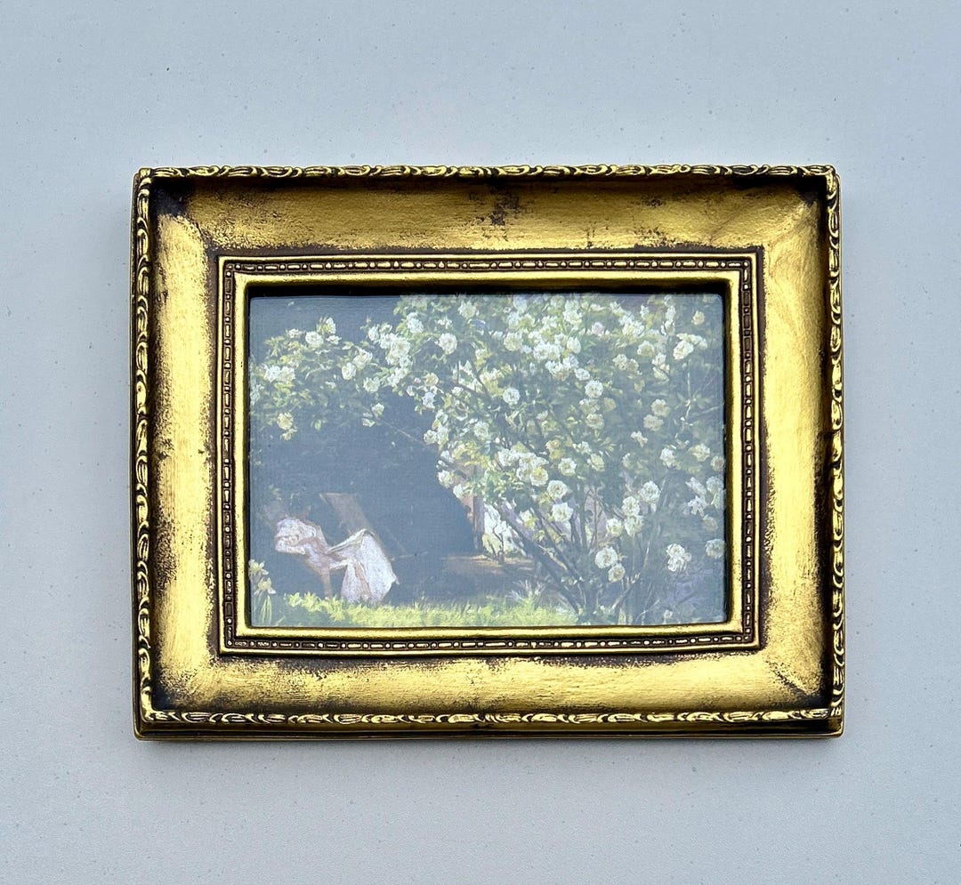 Small Vintage Oil Print, Ornate Gold Frame With Glass, Antique Painting ...