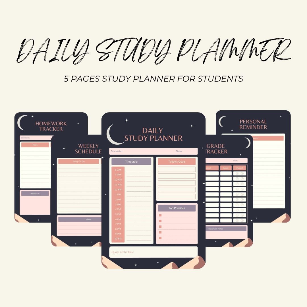 Printable and Digital Daily Study Planner Printable Weekly - Etsy