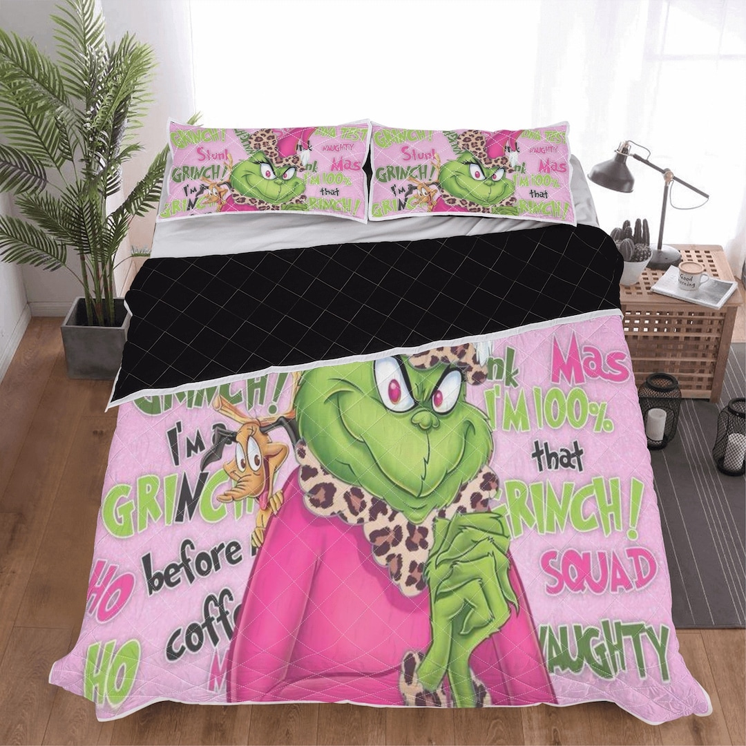 The Grinch Christmas Quilt Bed SetGrinch Bedding Etsy España