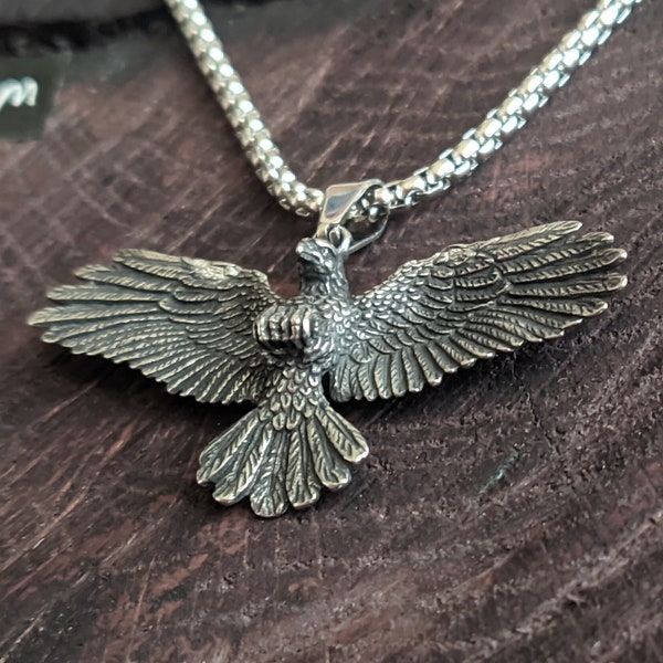 Eagle necklace, cool necklace, bird pendant, all stainless steel, talisman necklace,bird talisman, hawk necklace, Phoenix necklace