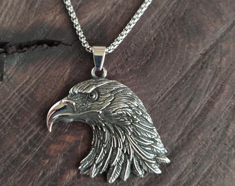 Eagle necklace / Eagle Steel / Bald eagle necklace / Mens eagle necklace / Eagle pendant / Hawk necklace / Eagle head / Hawk Pendant