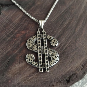 Dollar necklace / Steel necklace / Money necklace / Dollar sign / Dollar Pendant / Dollar Jewelry / Money Jewelry / dollar sign necklace