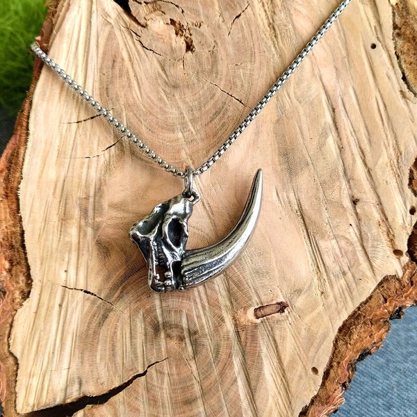 Rhino necklace Rhinoceros necklace All stainless steel, rhino head, rhinoceros jewerly, rhino pendant, animals necklace