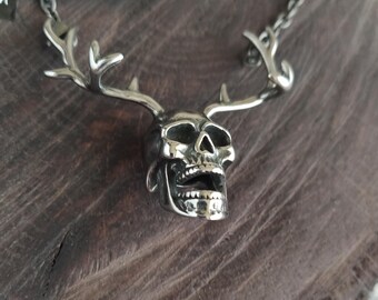 Doodshoofdketting / IJzeren schedelketting / herenschedelketting / skeletketting / punkketting / schedelhanger / ketting Memento mori