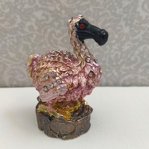 Dodo Vogel Schmuckbox / Dodo Vogel Handbemalte Fisch Figur Statue / Metall Bejeweled Klapp Trinket Vogel Thema Gadget / Dodo Schmuckschatulle