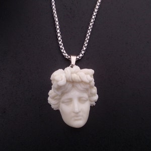 Original marble necklace with sculpture,Macabre,Necklace Apollo,Apollo jewerly,Antique pendant,original pendant,Gadgets,ceramic pendant