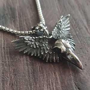 Raven-schedelketting / kraaienschedelketting / Viking-hanger gotische vogel / raafketting / ravenschedelhanger / raafschedelbedel / sieraden