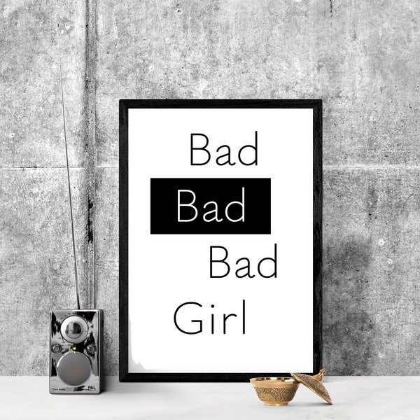 Minimalistic poster,bad girl poster,poster with text,poster for girl,art,poster for printing,Interesting poster,unusual poster
