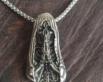 Santa Muerte necklace / Santa Muerte pendant / Skeleton necklace / Saint Holy Death Grim / stainless steel necklace / Skull necklace / Skull