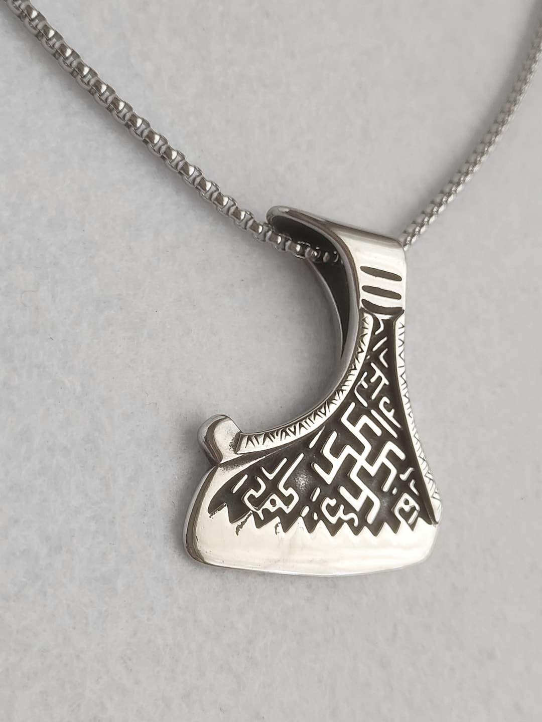 Axe Blade Necklace / Large Axe Pendant / Axe Iron Jewelry / Viking Ax ...