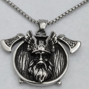 Viking with axes / Viking men necklace / Mens viking medallion / Iron Viking necklace / viking jewelry / viking men jewelry / viking jewelry