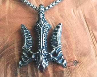 Poseidon necklace / Stainless Steel / Poseidon pendant / poseidon jewelry / necklace trident of poseidon / neptune trident /poseidon trident