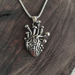Anatomical heart necklace / Steel necklace / Big heart necklace / unusual heart necklace / large heart necklace / Anatomical heart pendant