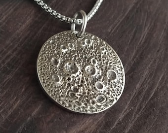 Dainty moon necklace / Steel necklace / Big Moon pendant / moon necklace men / space necklace / Planet necklace / Steel moon