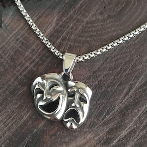 Theatre Masks Necklace / Theater pendant / Comedy Tragedy / theater jewelry / mask necklace / broadway necklace / artist necklace / Masks