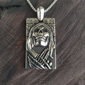 Santa Muerte necklace / Memento Mori necklace / Skeleton necklace / Santa Muerte Pendant / Steel necklace / Skull necklace / Memento Mori
