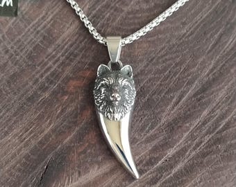 Collier Pendentif Dent De Loup - Chaîne Similicuir Argent Beige Noir - Ajustable Pour Femmes Et Filles - Cadeau Saint-Valentin, Noël, Anniversaire