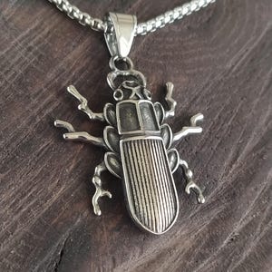 Beetle necklace / beetle jewelry / iron beetle necklace / beetle charm / bug necklace / beetle pendant / beetle steel necklace