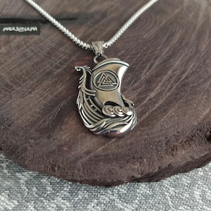 Viking ship necklace / Steel necklace / viking necklace / viking pendant / viking ship pendant / viking ship jewelry / viking jewelry