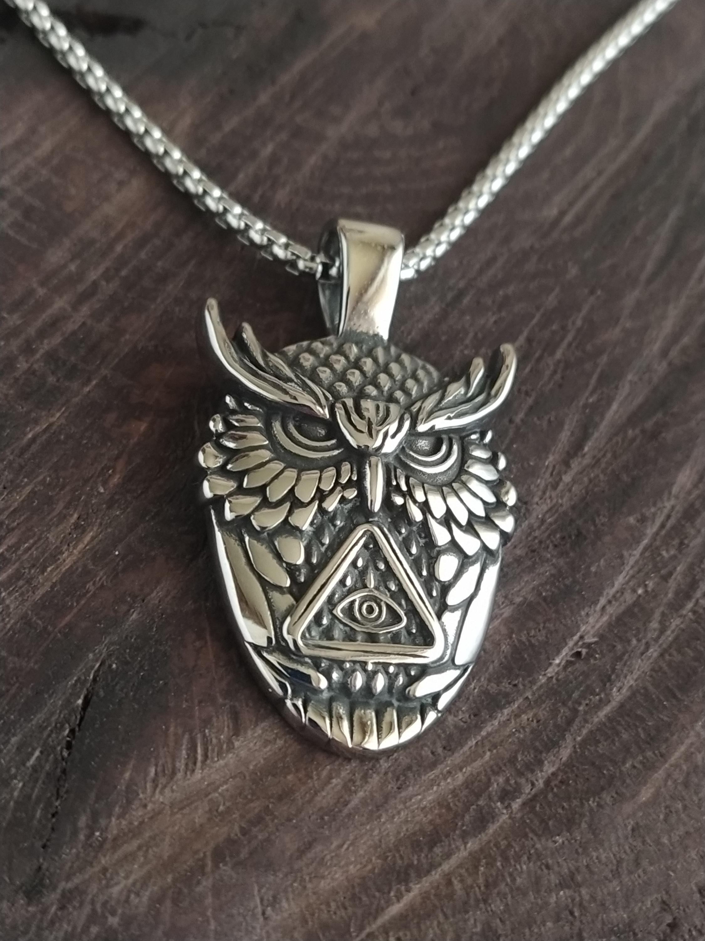 Owl necklace / Owl pendant / Owl jewelry / owl charm / Iron owl / Owl steel necklace / Bird necklace