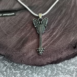 Rock guitar necklace / guitar necklace / punk necklace / music necklace / rocker necklace / instrument necklace / guitar lover / iron guitar