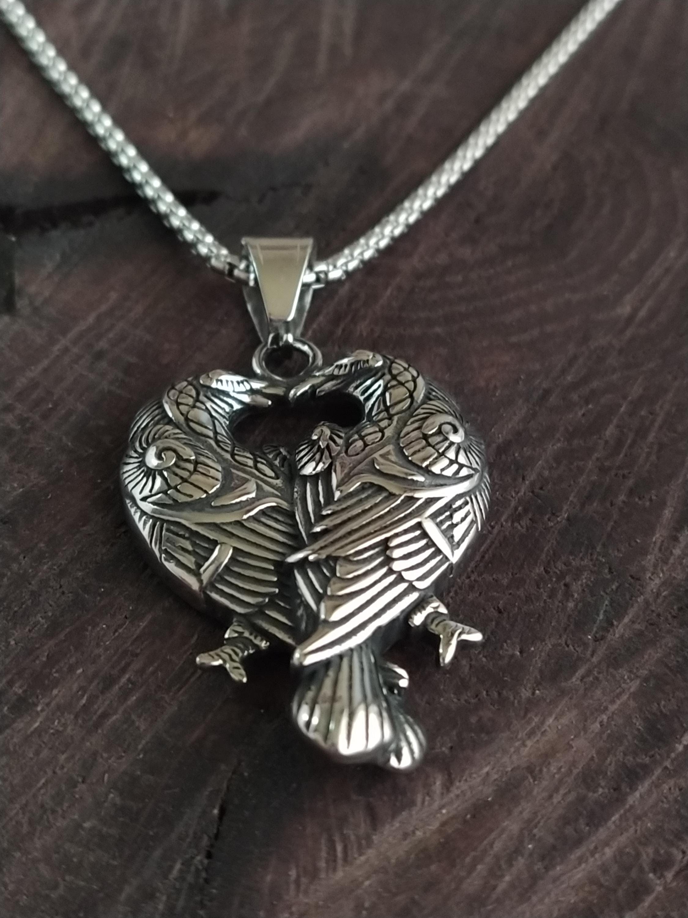 ラブバードネックレス / ステンレススチールネックレス / 繊細な鳥の