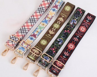 Plaid Shoulder Straps,Butterfly Straps,Flower Purse Straps,Adjustable Crossbody Bag Straps,Replaceable Shoulder Straps,Colourful Bag Straps