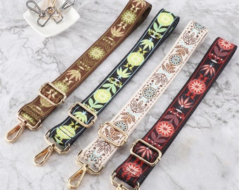 Boho Flower Shoulder Strap,Purse Strap,Adjustable Crossbody Bag Straps,Guitar Strap for Purse,Replaceable Shoulder Strap,Bag Strap