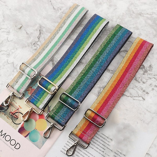 Rainbow Stripe Wide Shoulder Strap,Crossbody Straps,Purse Straps,Replaceable Adjustable Strap,Stylish Straps,Colorful Bag Straps