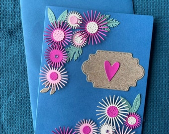 handmade 3D card - greeting card - love - die cut cards - pink flowers - special someone - just to say - for her - for him