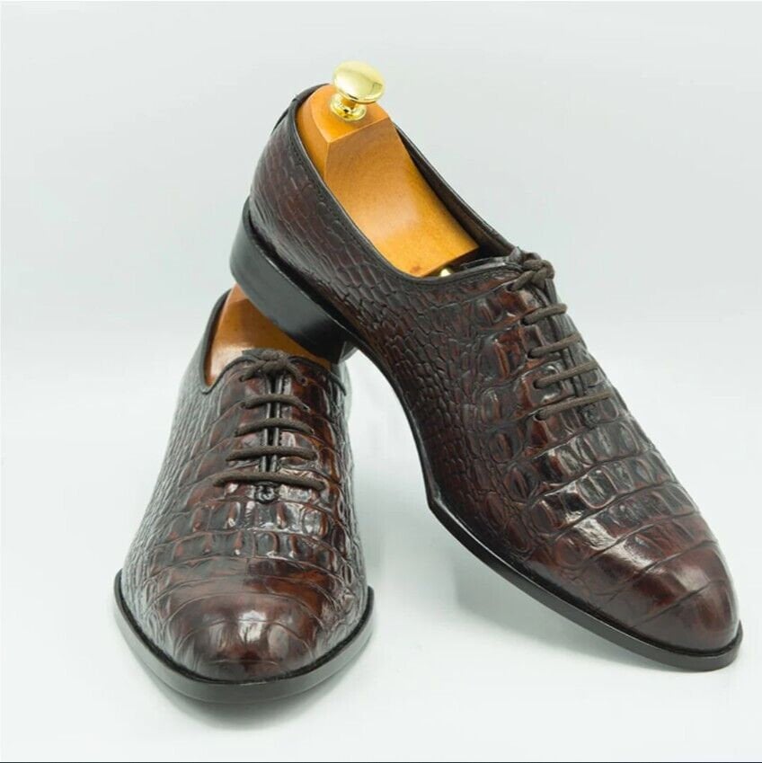 Men Formal Shoes Black Laced Ups Crocodile Style - Etsy