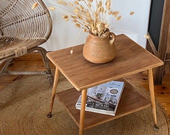 Vintage raw wood coffee table from the 1950s