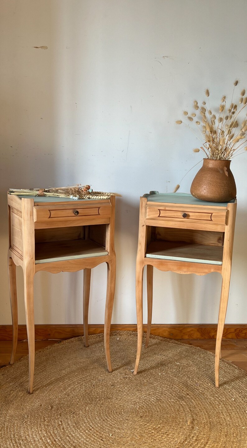 Pair of 2 bedside tables in raw wood image 1