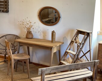 Old vintage desk in raw oak