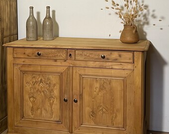 Buffet   ancien en bois massif brut esprit campagne chic