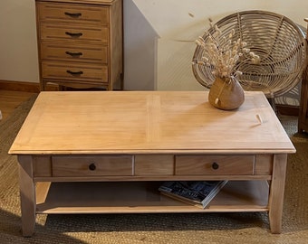 Sold - Large renovated coffee table with 2 drawers